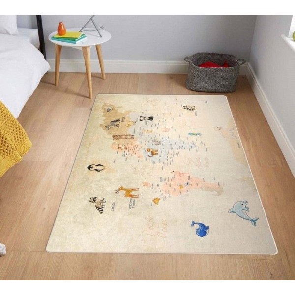 Matto - MAAILMA - Beige - 80x150 cm - Liukumaton - Konepestävä - Pehmeä kosketus Beige