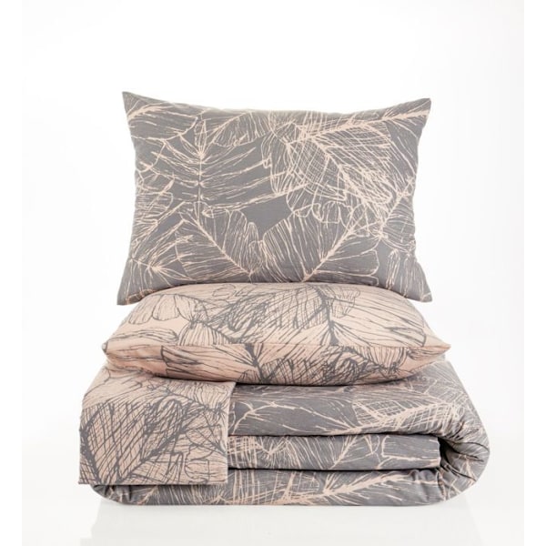 Sengesæt - BOTANIK - 240 x 220 cm - Grå - Botanisk mønster - 80% bomuld, 20% polyester Grå