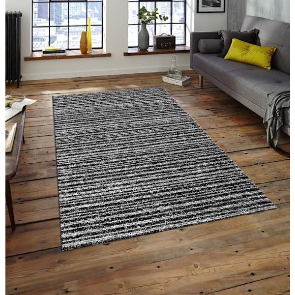 Matta - SELMA - Svart - 120x180 cm - Antisklid - 50% bomull, 50% polyester