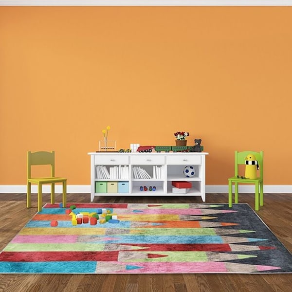Matto - VIHREÄT - 80x150 cm - Liukumaton - Konepestävä - Monivärinen Flerfärgad