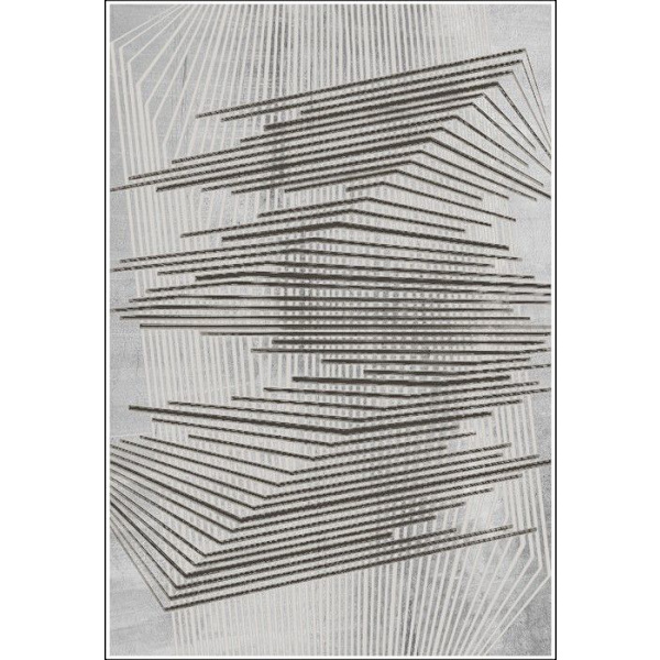 Matta - NOUR - Grå - 120x180 cm - Antislipp - Maskintvättbar - Geometrisk