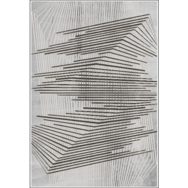 Matto - NOUR - Harmaa - 120x180 cm - Liukumaton - Konepestävä - Geometrinen