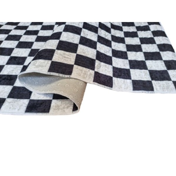 Matto - KOLEKTIOTI DOT - DAMIER - 80x150 cm - Polyesteri - 6mm paksuus - Musta Svart