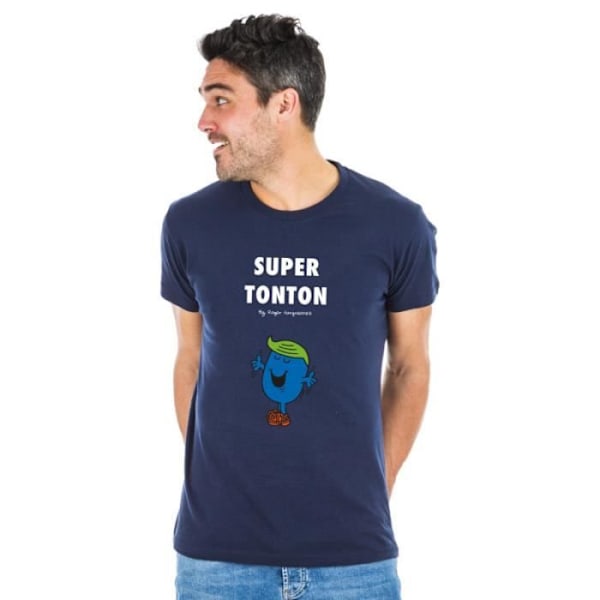 T-shirt - Monsieur Madame - SUPER TONTON 3 - 100% bomull - Tryckt i Frankrike - Bekväm marinblå XL