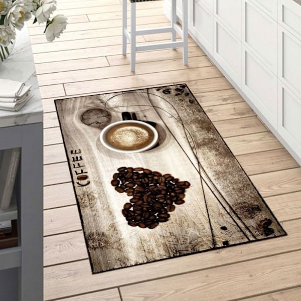 Kökmatta 90x130 cm Polyester Kaffe Beige Kaffe