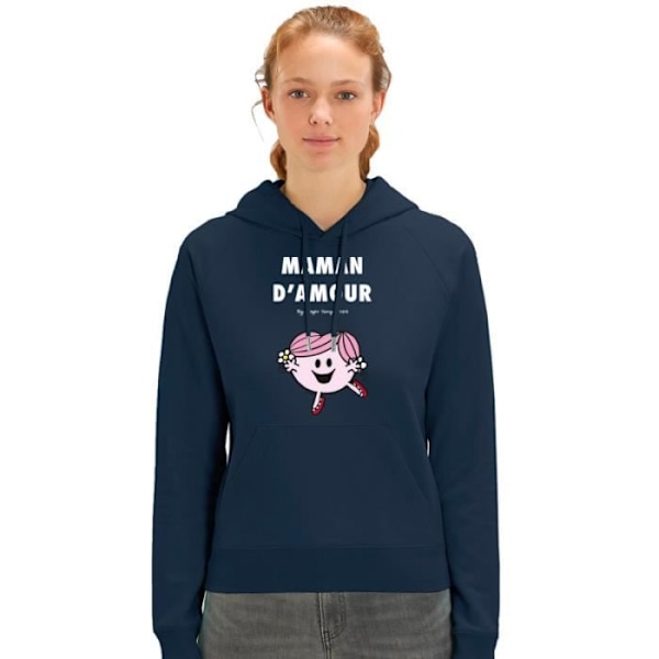 Hættetrøje MAMMAN KÆRLIGHED NAVY - 100% kvalitet bomulds sweatshirt. Trykt trøje i Frankrig marinblå M