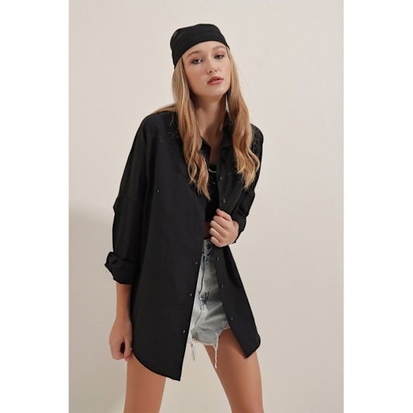 MT Tøj - Chemise OVERSIZE Sort 36 Flerfärgad 36