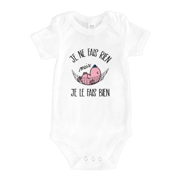 Kropp - Monsieur Madame - JAG GÖR INGENTING MEN JAG GÖR DET BRA - 100% bomull - Unisex - Vit Vit 3-6 månader