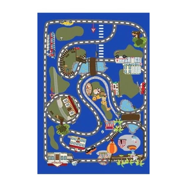 Matta - DOT - Bilbana - Blå - 120x160 cm - Halkfri - Maskintvättbar