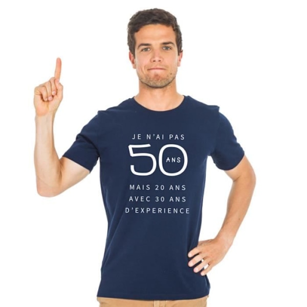 T-shirt - Vi är familj - JAG ÄR INTE 50 ÅR - 100% bomull - Tryckt i Frankrike - Bekväm marinblå M