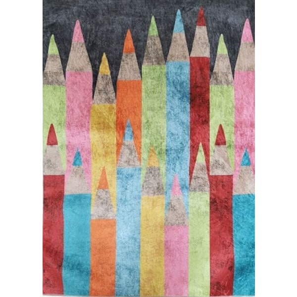 Teppe - FARGELEDD - 80x150 cm - Antiskli - Maskinvaskbar - Flerfarget Flerfärgad