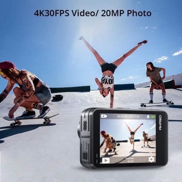 Actionkamera AKASO Brave 7 LE Vattentät 4k 20 miljoner pixlar med 32 GB minneskort svart