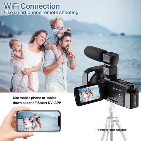 EKASN 4K videokamera - 48MP UHD Videokamera WiFi IR Night Vision 16X - Mikrofonfjärrkontroll