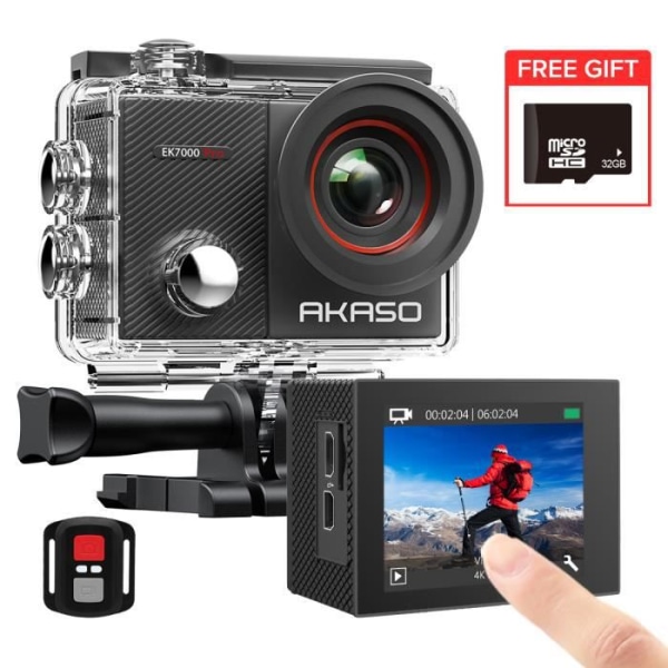 AKASO EK7000 Pro Sports Camera Vattentät 4k 16 miljoner pixlar med 32GB minneskort svart