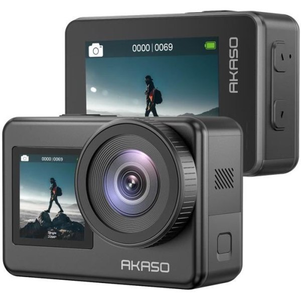 AKASO Brave 7 4K Action Camera IPX8 10M Vattentät pekskärm 30FPS 20MP EIS 2.0 110'' WiFi 512GB Röststyrning Mic Support Svart