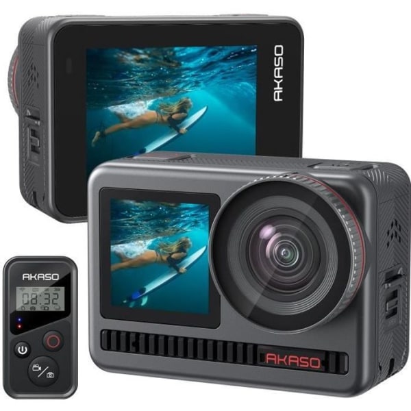 AKASO Brave 8 Camera 4K60fps 48MP SuperSmooth Vlog Camera 8K Time-Lapse Dual Screen Vattentät kamera Svart