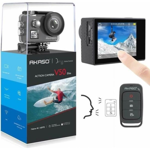 AKASO V50 Elite Native 4K/60fps vattentät sportkamera Ultra HD EIS 4K Wifi 20MP LCD-pekskärm Action Cam