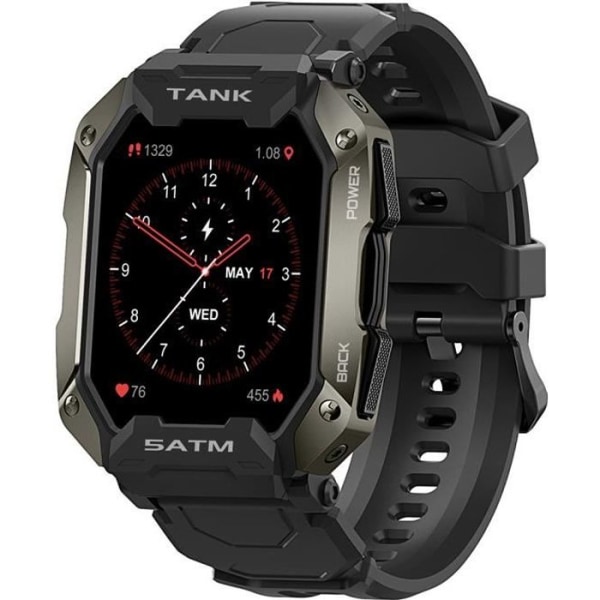 Smart Sports Watch 1,72" vattentät anti-borrning Smart Watch för män, Smartwatch Health Monitor, 24 sportlägen -svart