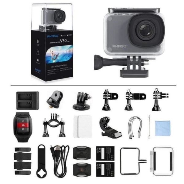AKASO V50 PRO Vattentät Sportkamera 4k Wifi 20MP, Action Cam 30fps, Ultra HD EIS-videokamera, LCD-pekskärm, Tillbehörssatser