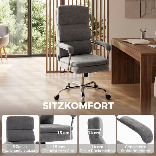 Ergonomisk kontorsstol för hemmakontor | Färg: Grå | Mått: 65x72,5x118 cm