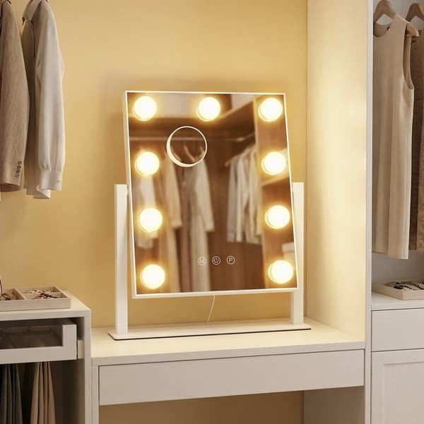 Sminkspegel med LED-belysning och touchkontroll | Vit | 30,5x6,5x36 cm