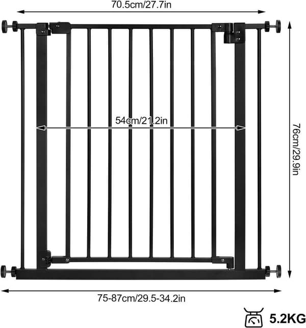 Trapp och dörrgrind 75-87 cm | Svart | 75-87x2,5x76 cm