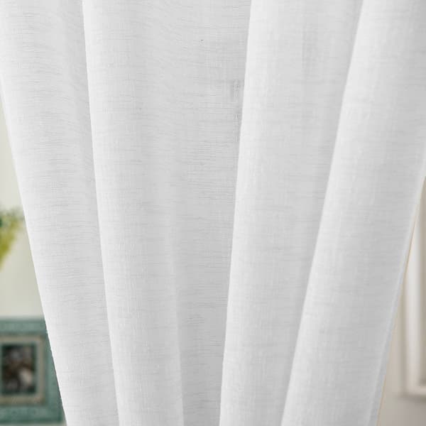 Transparent gardin med ringar i linnelook | Vit | 140x145 cm