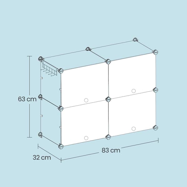 Modulär skohylla - vit - robust - 32 x 83 x 63 cm
