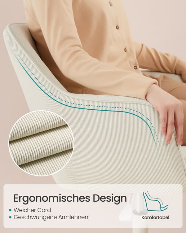 Kontorsstol för hemmakontor höjdjusterbart tyg som andas | Sandbeige