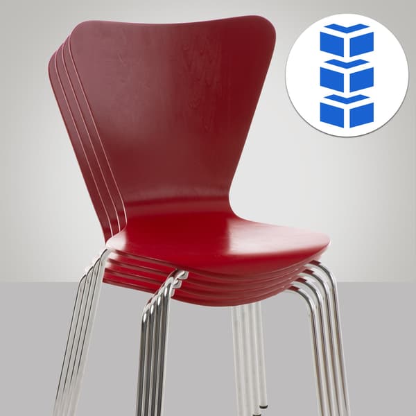 Stackstol - Multifunktionell - Space -Saving Design, Perfekt för evenemang och konferenser Färg: Röd