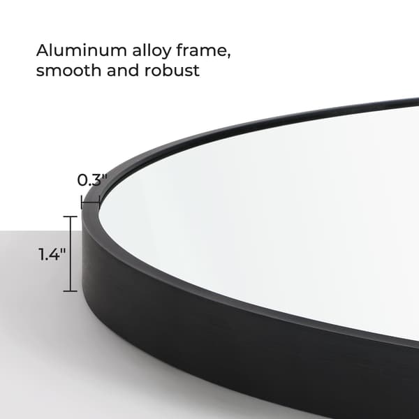 Rund väggspegel - aluminiumram - svart - 61 cm