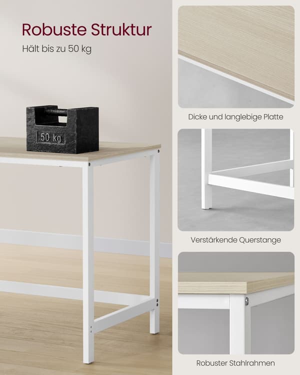 Träskrivbord med 2 hyllplan - platsbesparande - 60 x 120 x 76 cm