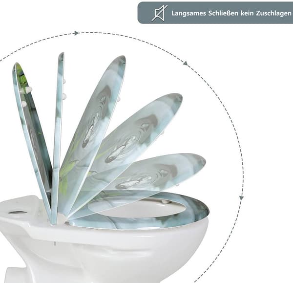 Toalettsits med soft close och quick release Bladmotiv | Ljusgröna blad