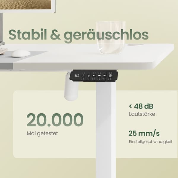 Höjdjusterbart ståbord med minnesfunktion | Vit-Grå | 120x60x72-120 cm