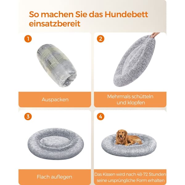Plüs hundsäng - mjuk hundkudde - grå - 120 x 20 cm