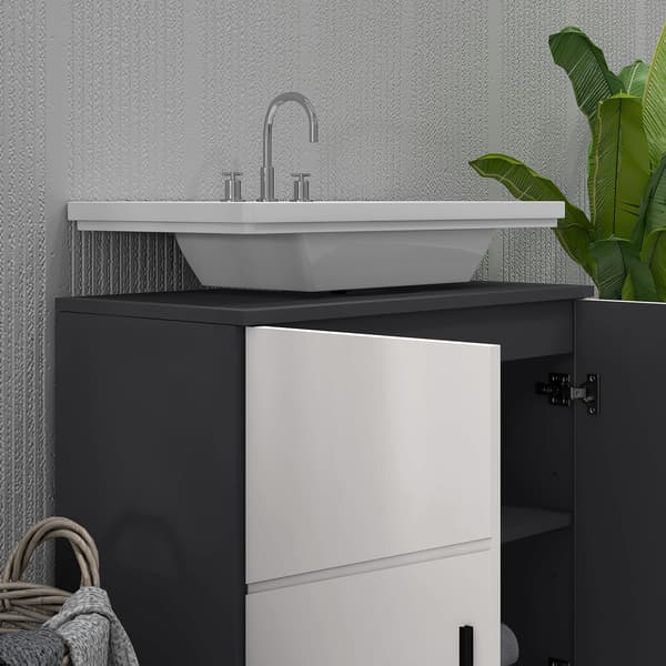 Badrumsskåp med 2 plan för under diskho | Färg: Grå | Mått: 60x30x60 cm
