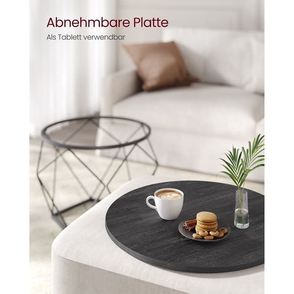 2-delat set sidobord svart – spånskiva och stål