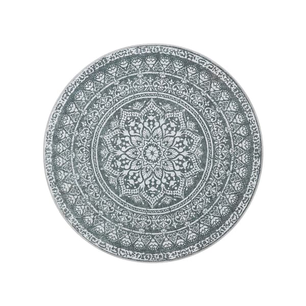 Rund matta boho antracit polyesterfilt TPR 160 cm lättvikt 2,8 kg