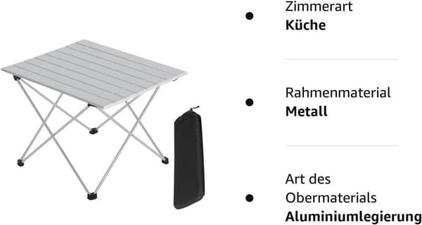 Campingbord i aluminium fällbart med bärväska | Silver | 46x56x40 cm