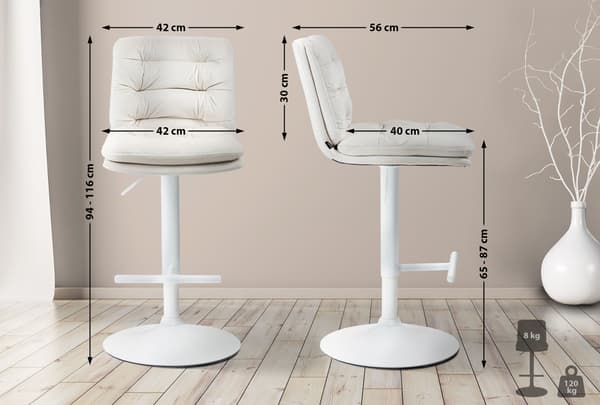 Barstol sammet täckning - hocker - höjdjusterbar och 360 ° roterbar