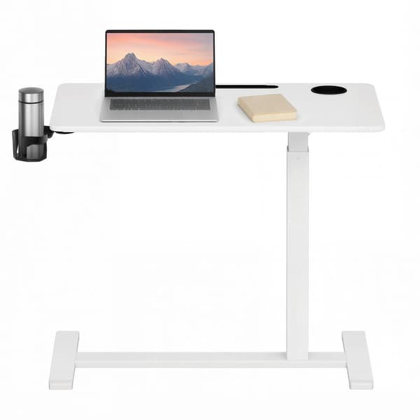 Ställbart ståbord med hjul | Vit | 80x45x65-102 cm