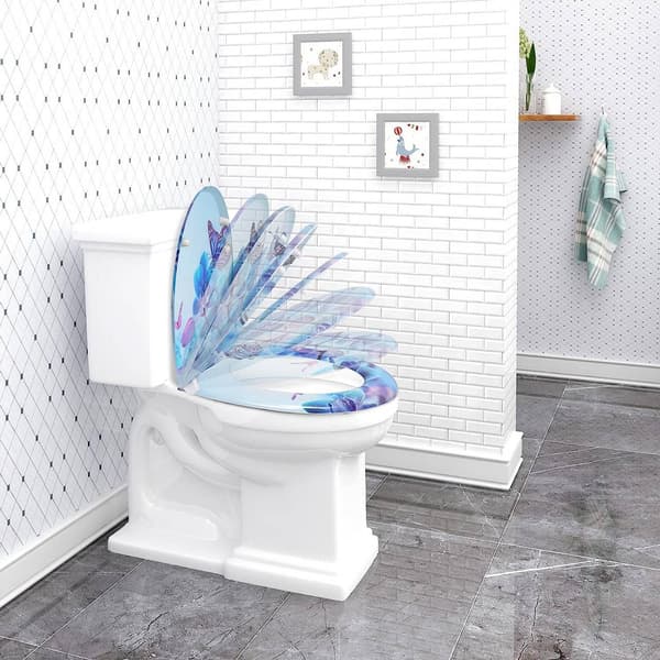 Duroplast toalettsits med soft close blå Phalaenopsid | Blå | 37,1x45,5x1,8 cm