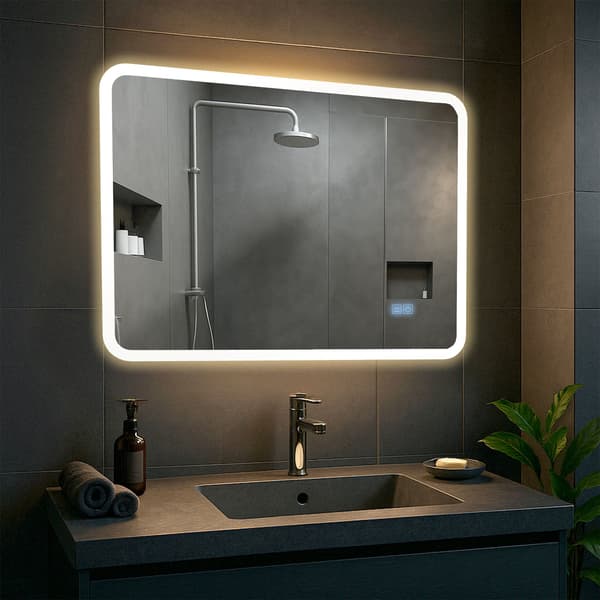 Badrumspegel med Bluetooth - Wall Mirror - LED -belysning och antikondensfunktion