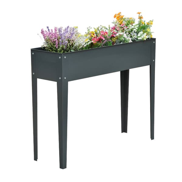 Upphöjd plantering - Metall plantering | Färg: Mörkgrå | Mått: 30x100x80 cm