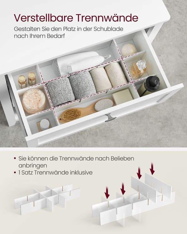Förvaringsskåp för badrumsmöbler med justerbar layout - Molnvit - 60 x 30 x 90 cm
