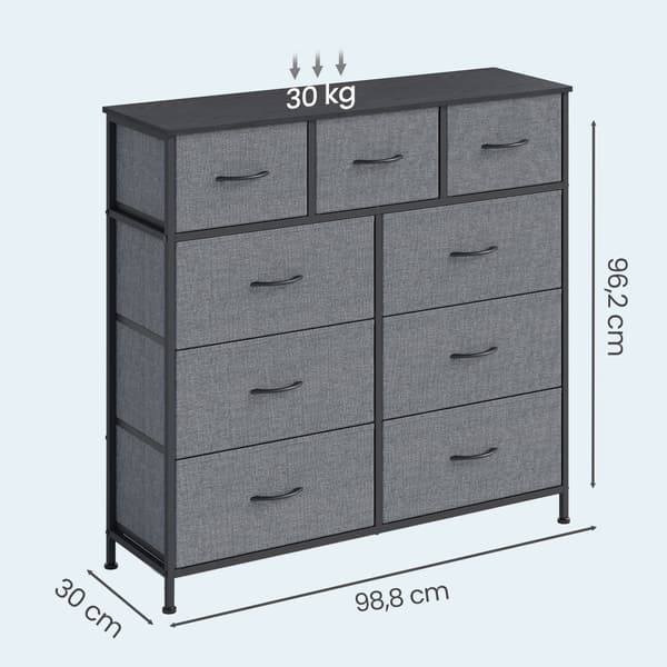 Byrå med 9 tyglådor | Grå | 98,8x30x95,2 cm