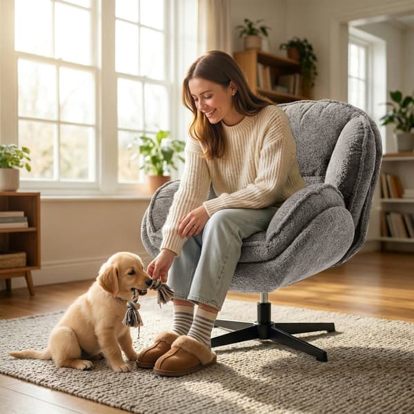 Modern wingback-fåtölj - Sammetssvängfåtölj | Färg: Grå | Mått: 76x86x88 cm