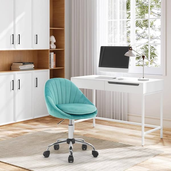 Ergonomisk kontorsstol sminkstol 150 kg sammet | Turkos | 52x52x72-82 cm
