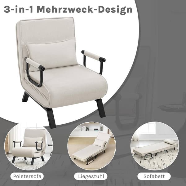 3-i-1 sovstol med justerbart ryggstöd | Beige | 65x78x75 cm
