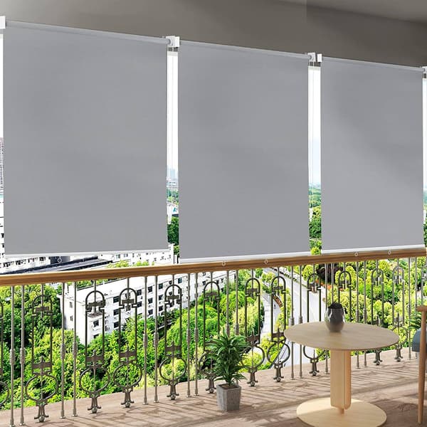 Vertikala utomhussolgardiner för balkong | Grå | 140x140 cm